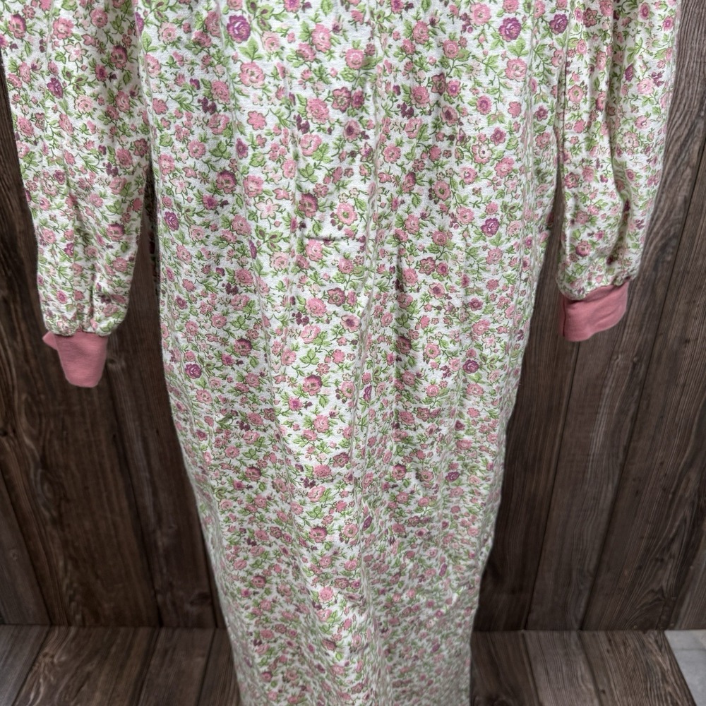 Vermont Country Store Nightgown‎ Sz M Pink Flannel Cotton Turtleneck Cottagecore - Picture 7 of 16